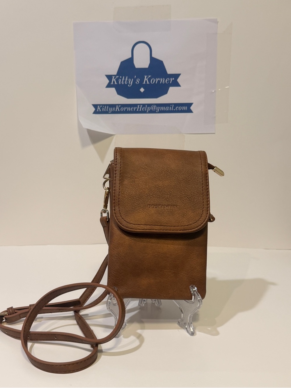 NWOT Bostanten Faux Leather Cellphone Crossbody Bag